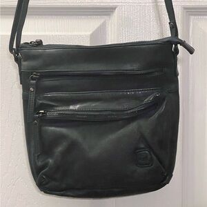 Wise Owl Dark Gray Leather Crossbody Bag